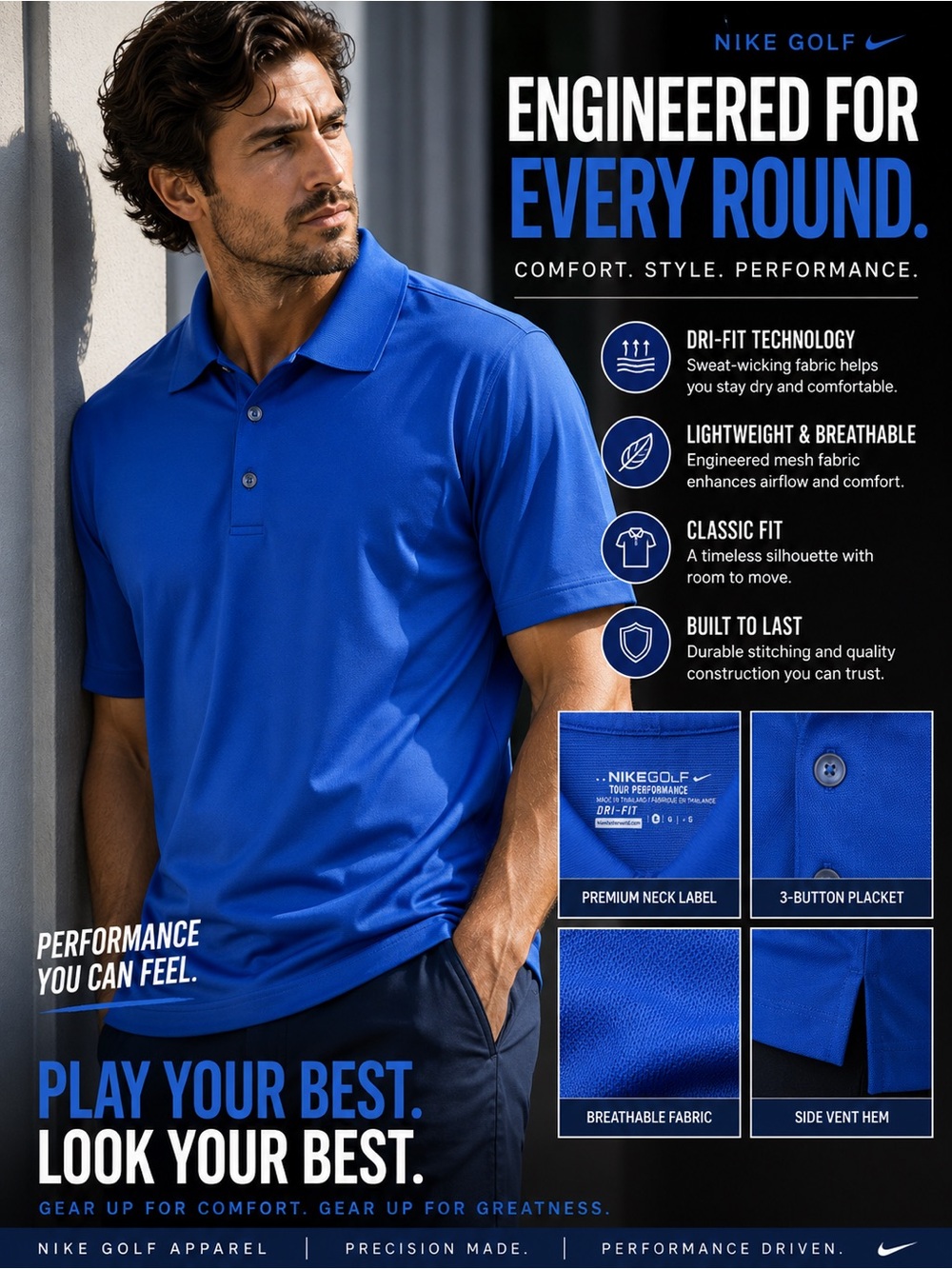 Nike Men’s Dri-FIT Golf Polo Shirt - Royal Blue size small